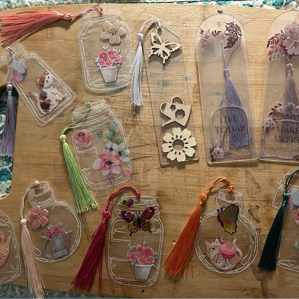 Floral and Animal Themed Bookmarks with Tassels